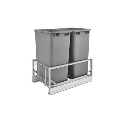 Rev-A-Shelf Contemporary Double Pull Out Trash Container - Full Height - Soft Close in Aluminum