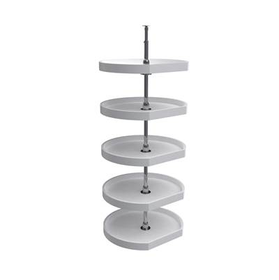 Rev-A-Shelf 22" D-Shape Lazy Susan with Post - 5-Shelf - Polymer in White