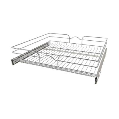 Rev-A-Shelf Single Tier Bottom Mount Pull Out Steel Wire Organizer in Chrome