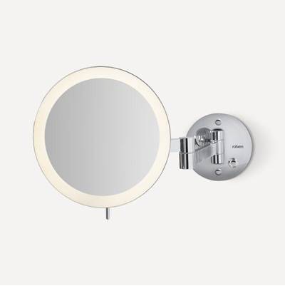 Robern Portray Wall-Mounted Magnification Mirror - 5X - Integrated 3000K/5000K Light in Polished Chrome