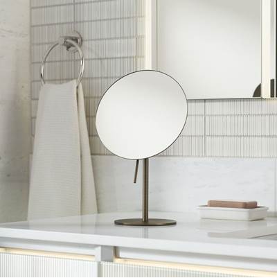 Robern Portray Freestanding Magnification Mirror - 5X in Satin Nickel