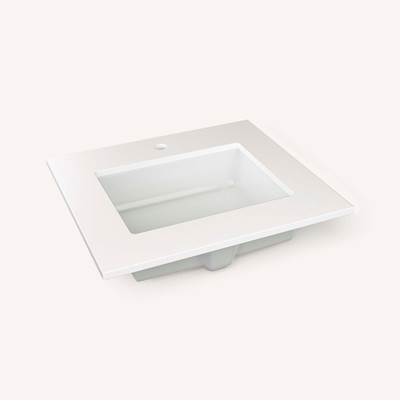 Robern Accessories 25" X 22" X 3/4" Quartz Vanity Top - Center Undercounter Sink - Single Hole in Quartz White