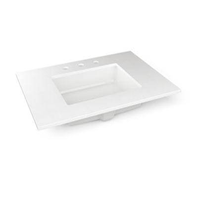 Robern Accessories 31" X 22" X 3/4" Quartz Vanity Top - Center Undercounter Sink - Three Hole in Quartz White