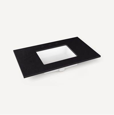 Robern Accessories 37" x 22" x 3/4" Quartz Vanity Top - Center Undercounter - Three Hole in Lava Black