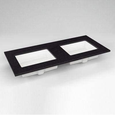 Robern Tops 49" Vanity Top - Quartz - Double Undercounter Sink - Single Hole in Lava Black