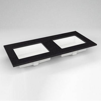Robern Tops 49" Vanity Top - Quartz - Double Undercounter Sink - Three Hole in Lava Black