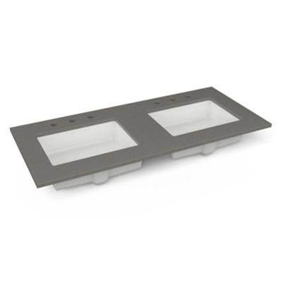 Robern Tops 49" Vanity Top - Quartz - Double Undercounter Sink - Three Hole in Stone Gray