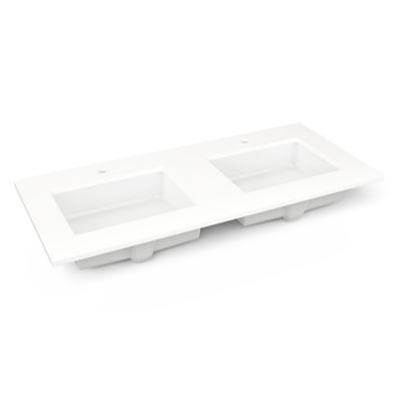 Robern Tops 49" Vanity Top - Quartz - Double Undercounter Sink - Single Hole in White Zeus Extreme