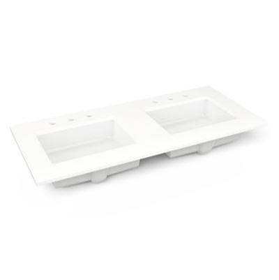 Robern Tops 49" Vanity Top - Quartz - Double Undercounter Sink - Three Hole in White Zeus Extreme