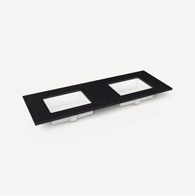 Robern Tops 61" Vanity Top - Quartz - Double Undercounter Sink - Single Hole in Lava Black