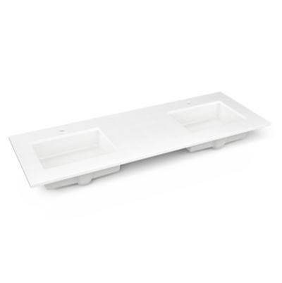 Robern Accessories 61" Vanity Top - Quartz - Double Undercounter Sink - Single Hole in Quartz White