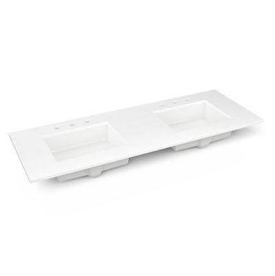 Robern Tops 61" Vanity Top - Quartz - Double Undercounter Sink - Three Hole in Quartz White