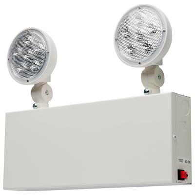 Satco Emergency Light - 90min Ni-Cad Backup - 120-277V - Dual Head - Steel/NYC in White