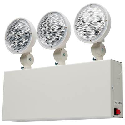 Satco Emergency Light - 90min Ni-Cad Backup - 120/277V - Tri Head - Steel/NYC in White