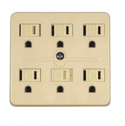 Satco Ground Adapter - 6-Outlet in Ivory