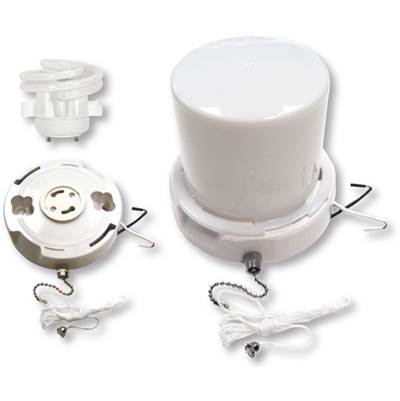 Satco Squat Pull Chain Fluorescent Flush Mount Light - GU24 Base - Twist-On Lexan Lens in White