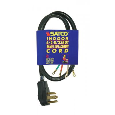 Satco 4 Foot 10/4 SRDT Round Cable in Black