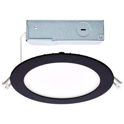 Satco 12W LED Round Deck Light - Color Temperature Selectable - 6" in Black