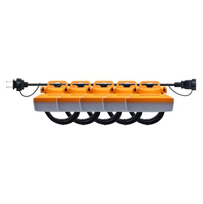 Satco 60 Watt LED High-Lumen Industrial String Light - 5 Lamps - 50' Cord - 5000K - 120V in Orange