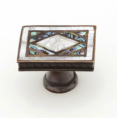 Schaub and Company Avalon Bay Rectangle Cabinet Knob - Imperial Shell and Mother of Pearl in White Mother Of Pearl Aged Dover