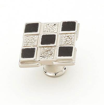 Schaub and Company Avalon Bay Square Cabinet Knob - 9 Sections - Black Mother of Pearl in Polished Nickel