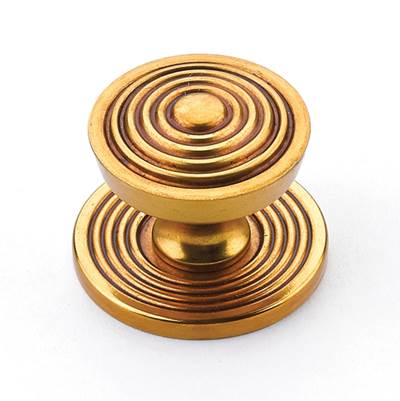 Schaub and Company Sonata Cabinet Knob with Backplate - 1-1/8" in Paris Brass