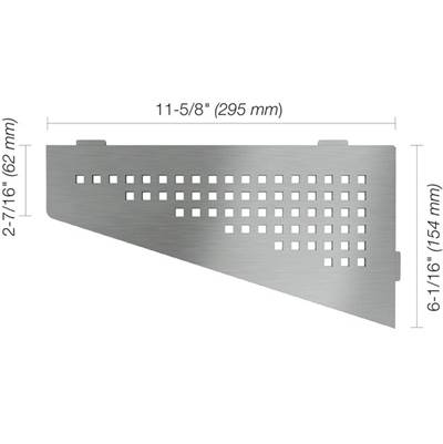 Schluter Quadrilat Corner Square Shelf in Brushed Stainless Steel