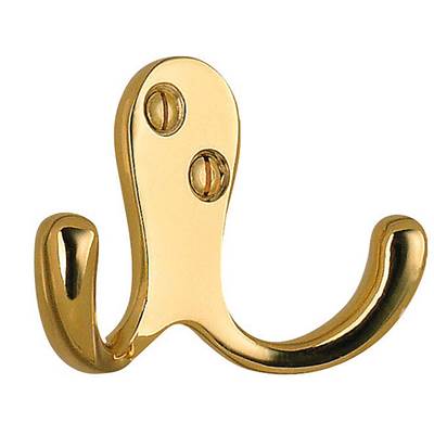 Smedbo Double Hook - 1 3/4" in Polished Brass