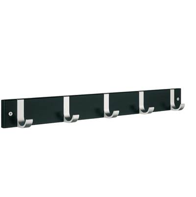 Smedbo Beslagsboden Coat Rack - Five Hooks in Black Wood Satin Aluminium