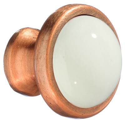 Smedbo White Ceramic Knob - 1 1/2 Inch in Antique Copper