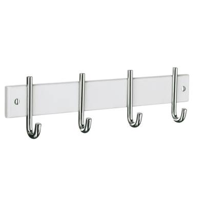 Smedbo Beslagsboden Coat Rack - Quadruple in Chrome Stainless Steel White Wood