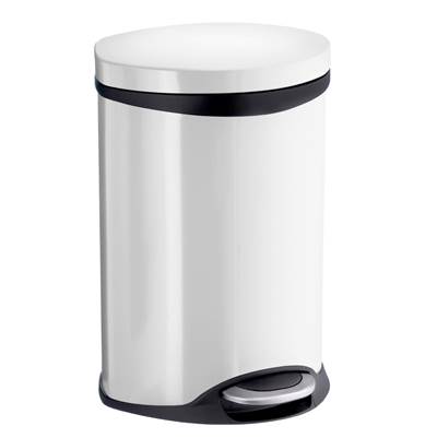 Smedbo Step Trash Bin - 1-1/2 Gallon in Stainless Steel/White