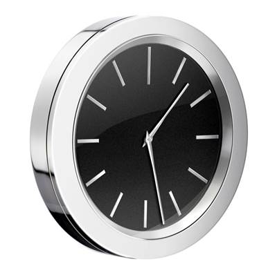 Smedbo Mirror Clock - 2 1/2" - Self-Adhesive - Black in Polished Chrome