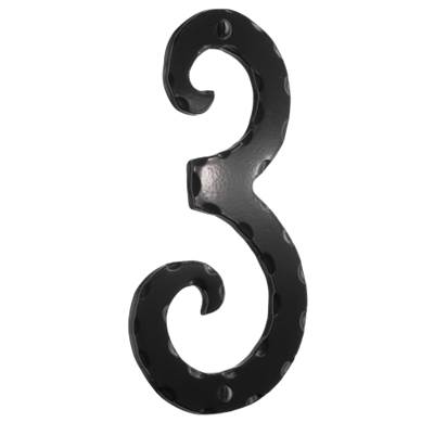 Smedbo Decorative Wrought Iron House Number No.3 - 6 Inch in Black