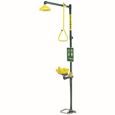 Speakman Traditional Series Combination Emergency Station with Plastic Bowl Eyewash with Hand & Foot Activator in Durajade Powder Coat