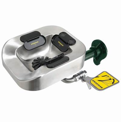 Speakman Optimus Eye and Face Wash Stainless Steel Bowl Wall Mount System with P-Trap and Scald Proof Valve