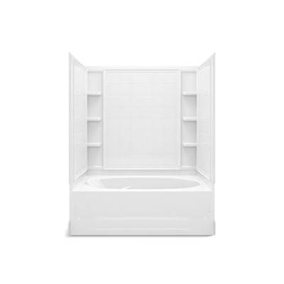 Sterling Plumbing Ensemble® Tile Bath/Shower - 60-1/4" x 36" - Aging in Place Backerboards - Left-Hand Above-Floor Drain in White