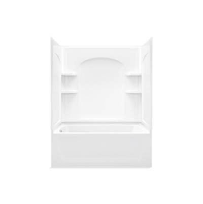 Sterling Plumbing Ensemble® Curve Bath/Shower - 60" x 32" - Aging in Place Backerboards - Left-Hand Above-Floor Drain in White