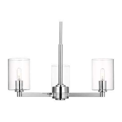 Visual Comfort Studio Collection Fullton 3-Light Chandelier - Clear Glass in Chrome