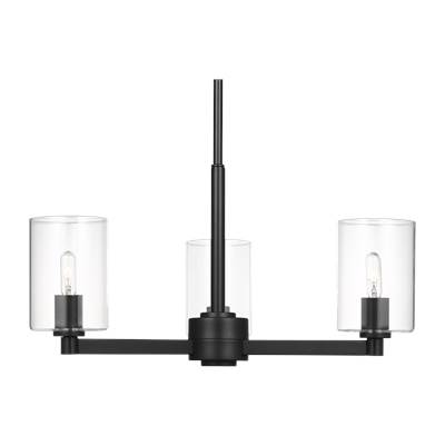 Visual Comfort Studio Collection Fullton Clear Glass 3-Light Chandelier in Midnight Black