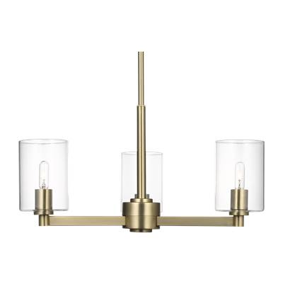 Visual Comfort Studio Collection Fullton Clear Glass 3-Light Chandelier in Satin Brass