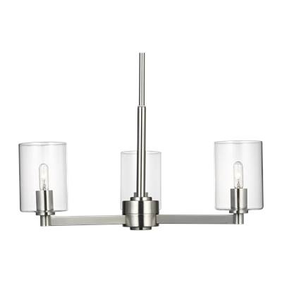 Visual Comfort Studio Collection Fullton Clear Glass 3-Light Chandelier in Brushed Nickel