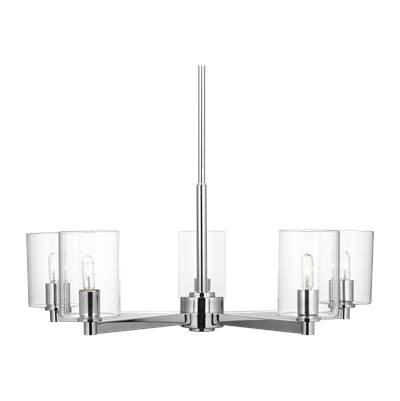Visual Comfort Studio Collection Fullton Clear Glass 5-Light Chandelier in Chrome
