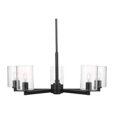 Visual Comfort Studio Collection Fullton Clear Glass 5-Light Chandelier in Midnight Black