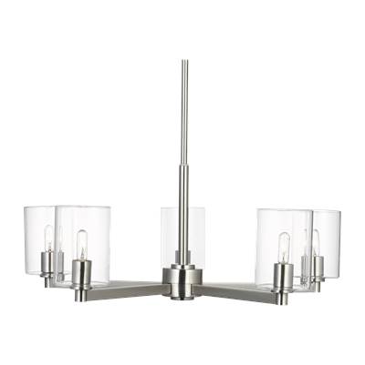 Visual Comfort Studio Collection Fullton Clear Glass 5-Light Chandelier in Brushed Nickel