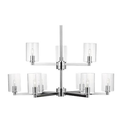 Visual Comfort Studio Collection Fullton Clear Glass 9-Light Chandelier in Chrome