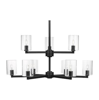 Visual Comfort Studio Collection Fullton Clear Glass 9-Light Chandelier in Midnight Black