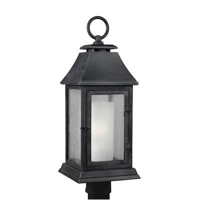 Visual Comfort Studio Collection Shepherd Post Lantern in Dark Weathered Zinc