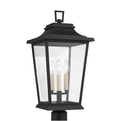 Visual Comfort Studio Collection Warren Post Lantern in Textured Black