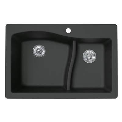 Swan Granite Drop-In Double Bowl Kitchen Sink - 22 x 33 in Nero